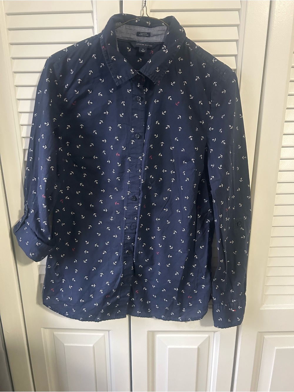 Tommy Hilfiger Navy Button-Up Shirt with Anchor Print